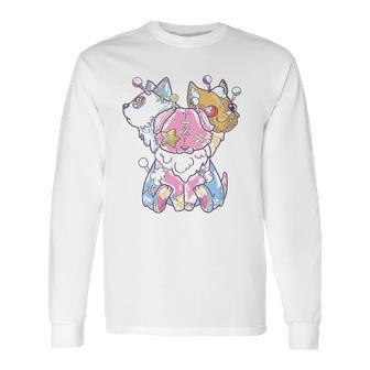 Kawaii Pastel Goth Voodoo Doll Cute Creepy 3 Headed Dog Long Sleeve T-Shirt | Favorety AU