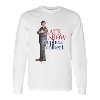 The Late Show With Stephen Colbert Portrait Graphic Long Sleeve T-Shirt | Favorety