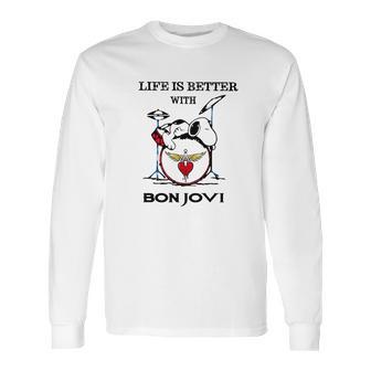 Life Is Better With Bon Jovi Snoopy Rock Band Long Sleeve T-Shirt | Favorety AU