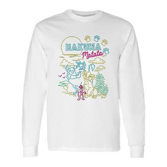 Lion King Neon Outline Group Shot Sketch Long Sleeve T-Shirt | Favorety CA