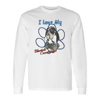 I Love My Bluetick Coonhound Dog Lover Paws Print Long Sleeve T-Shirt | Favorety DE