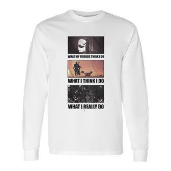 The Mandalorian Child Baby Yoda What I Do Meme Long Sleeve T-Shirt | Favorety DE