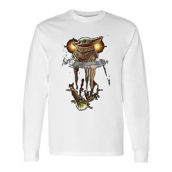 The Mandalorian Water Reflection Old Joda Long Sleeve T-Shirt | Favorety