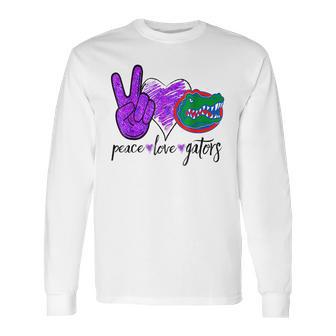 Peace Love Gators Crocodile Lovers Alligator Long Sleeve T-Shirt | Favorety CA