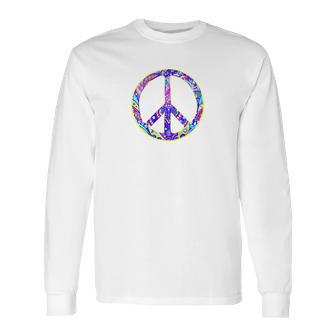 Peace Symbol In Easter Colors For Earth Day Jewel Tone Long Sleeve T-Shirt | Favorety