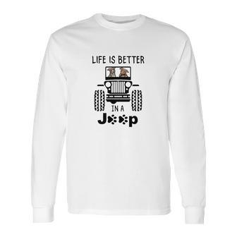 Pit Bull In A Jeep Long Sleeve T-Shirt | Favorety UK