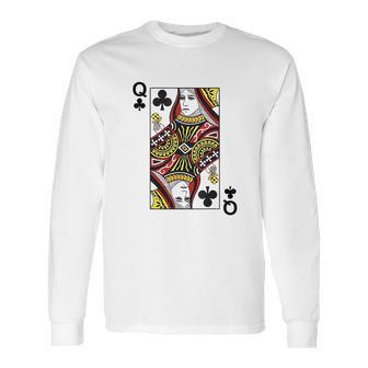 Queen Of Clubs Blackjack Playing Cards Long Sleeve T-Shirt | Favorety