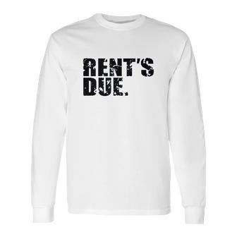 Rents Due Work Hard Bodybuilder Weightlifting Distressed Long Sleeve T-Shirt | Favorety CA