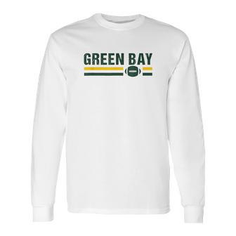 Retro Football Stripe Green Bay Football Wisconsin Green Bay Long Sleeve T-Shirt | Favorety AU