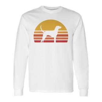 Retro Sun Redbone Coonhound Dog Silhouette Long Sleeve T-Shirt | Favorety CA