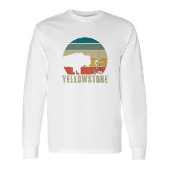 Retro Yellowstone National Park Vintage Buffalo Geyser Gift Long Sleeve T-Shirt | Favorety DE