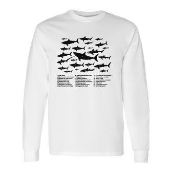 Shark Chart Conservation Funny Humor Fish Jaws Ocean Long Sleeve T-Shirt | Favorety CA