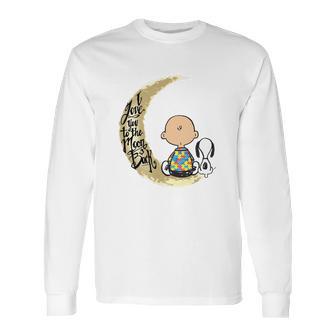 Snoopy Charlie Brown Autism I Love You To The Moon Back Long Sleeve T-Shirt | Favorety UK