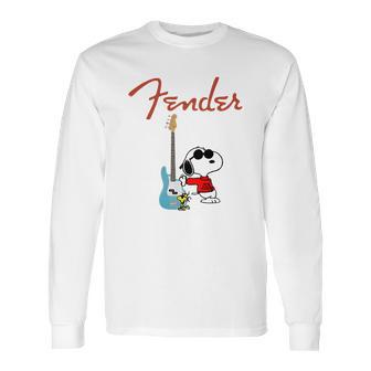 Snoopy Guitar Player Fender Long Sleeve T-Shirt | Favorety