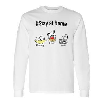 Snoopy Stay At Home Sleeping Food Wifi Long Sleeve T-Shirt | Favorety UK