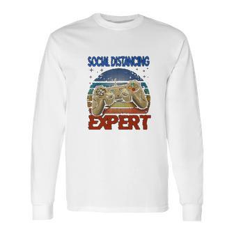 Social Distancing Expert Gamer Vintage Long Sleeve T-Shirt | Favorety DE