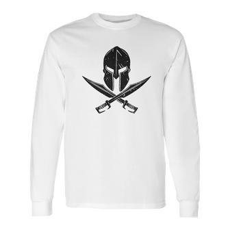 Spartan Helmet Crossed Swords Long Sleeve T-Shirt | Favorety UK