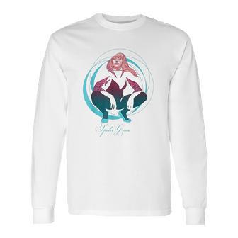 Spider Gwen Crouching Abstract Swirl Graphic Long Sleeve T-Shirt | Favorety DE