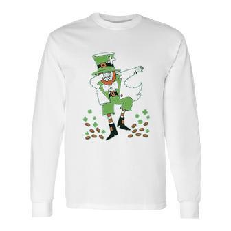 St Patricks Day Clovers Dabbing Leprechaun Youth Kids Long Sleeve T-Shirt | Favorety