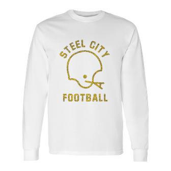 The Steel City Vintage Pittsburgh Football Long Sleeve T-Shirt | Favorety DE