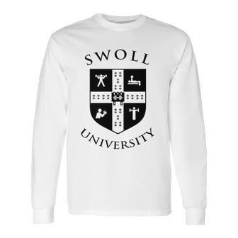 Swoll University Funny Gym Bodybuilding Long Sleeve T-Shirt | Favorety CA