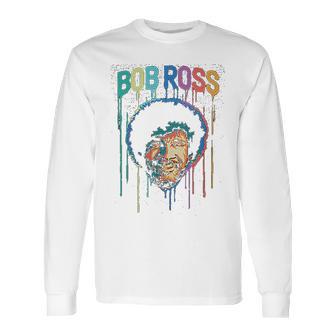 Teelocity Bob Ross Paint Drip Graphic Long Sleeve T-Shirt | Favorety CA