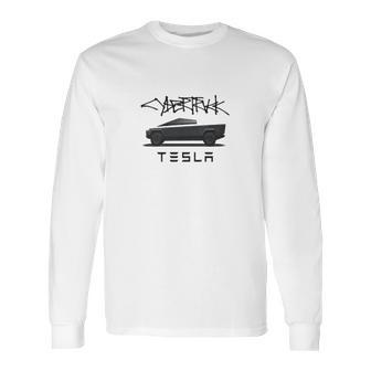 Tesla Cybertruck Truck And Logo Long Sleeve T-Shirt | Favorety UK