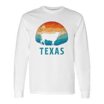 Texas Longhorn Cow Vintage Texan Cattle Herd Retro Long Sleeve T-Shirt | Favorety AU