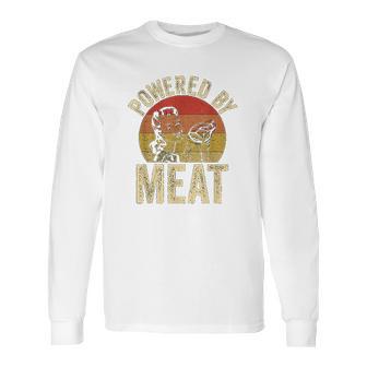 Vintage Powered By Meat Carnivore Woman Meat Eater Long Sleeve T-Shirt | Favorety AU