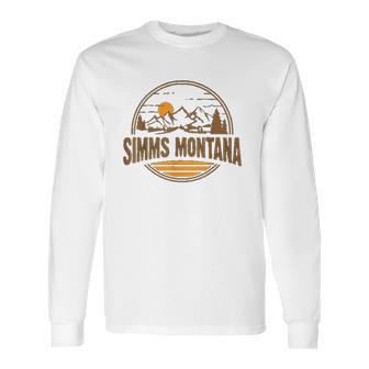 Vintage Simms Montana Mountain Hiking Souvenir Print Long Sleeve T-Shirt | Favorety CA