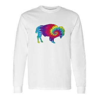 Vintage Tie Dye Bison American Buffalo Long Sleeve T-Shirt | Favorety