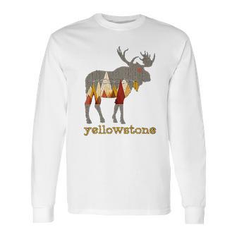 Vintage Yellowstone National Park Bull Moose Long Sleeve T-Shirt | Favorety