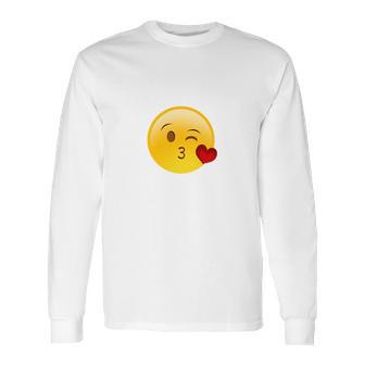 Winky Face Smiley With Heart Kiss Emoji Long Sleeve T-Shirt | Favorety