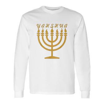 Yahshua Menorah Hebrew Israelite Yahweh Yeshua Torah Long Sleeve T-Shirt | Favorety AU