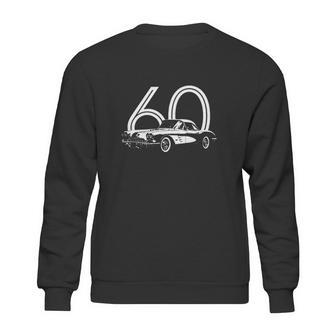 1960 Corvette Three Quarter Side View With Year Dark Color Sweatshirt | Favorety UK