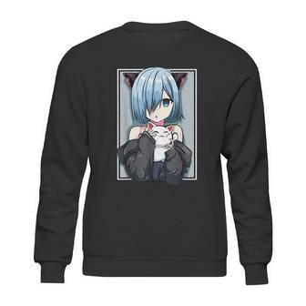 Anime Girl Neko Catgirl Pastel Kawaii Cat Manga Japan Lover Sweatshirt | Favorety UK