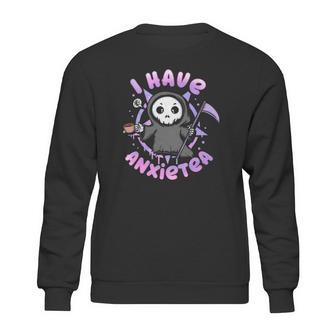 I Have Anxiety I Tea Time I Kawaii Pastel Goth Grim Reaper Sweatshirt | Favorety DE