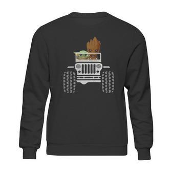 Baby Yoda And Baby Groot Driving Jeep Sweatshirt | Favorety AU