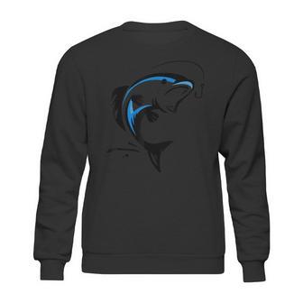 Big Blue Fish Jumping Out Of Water Biting Hook Fishing Sweatshirt | Favorety DE