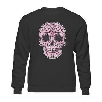 Breast Cancer Sugar Skull Day Of The Dead Dia De Los Muertos Sweatshirt | Favorety AU