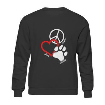 Canine Pet Rescue Cpr Peace Love Rescue With Pawprint Dog Puppy Sweatshirt | Favorety