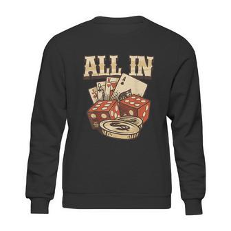 All In Card Game Playing Cards Poker Player Gambling Casino Graphic Design Printed Casual Daily Basic Sweatshirt | Favorety CA