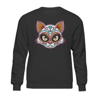 Cat Sugar Skull Funny Day Of The Dead Group Matching Sweatshirt | Favorety