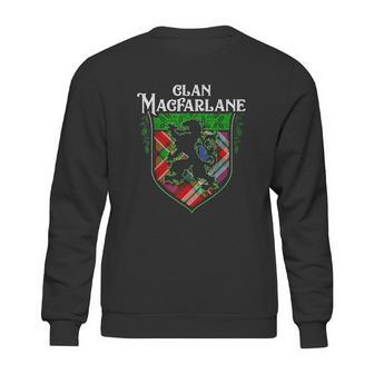 Clan Macfarlane Surname Scottish Tartan Lion Rampant Crest Sweatshirt | Favorety