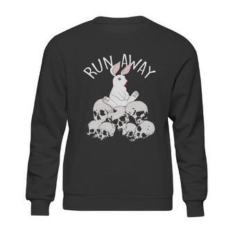 Cute Halloween Funny Halloween Day Run Away Bloody Bunny Skeleton Sweatshirt | Favorety AU