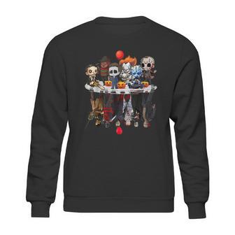 Cute Horror Movie Chibi Character Water Reflection Halloween Sweatshirt | Favorety CA