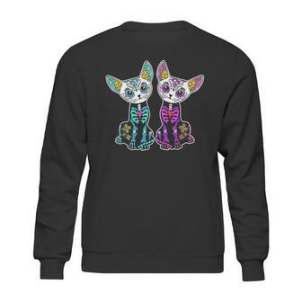 Day Of Dead Sugar Cats Skeleton Skull Sweatshirt | Favorety