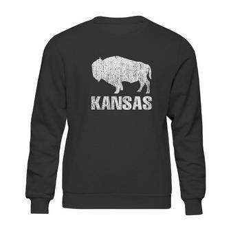 Distressed Kansas State And American Buffalo Bison Sweatshirt | Favorety CA