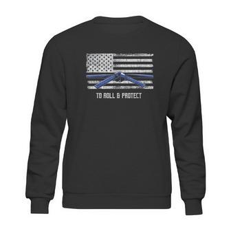 Distressed Police Thin Blue Line Jiu Jitsu Sweatshirt | Favorety AU