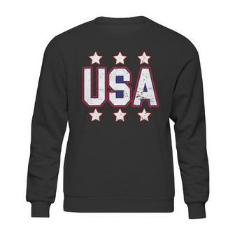 Distressed Usa Patriotic Logo Sweatshirt | Favorety